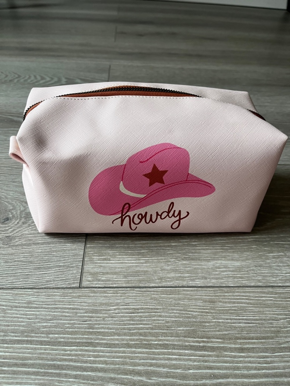 Pink 'Howdy' Cowboy Hat Cosmetic Bag